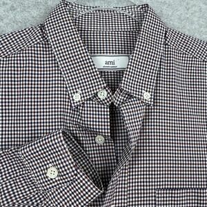 Men's AMI Alexandre Mattiussi Gingham Plaid Oxford Button Dress Shirt Size‎ 39 S
